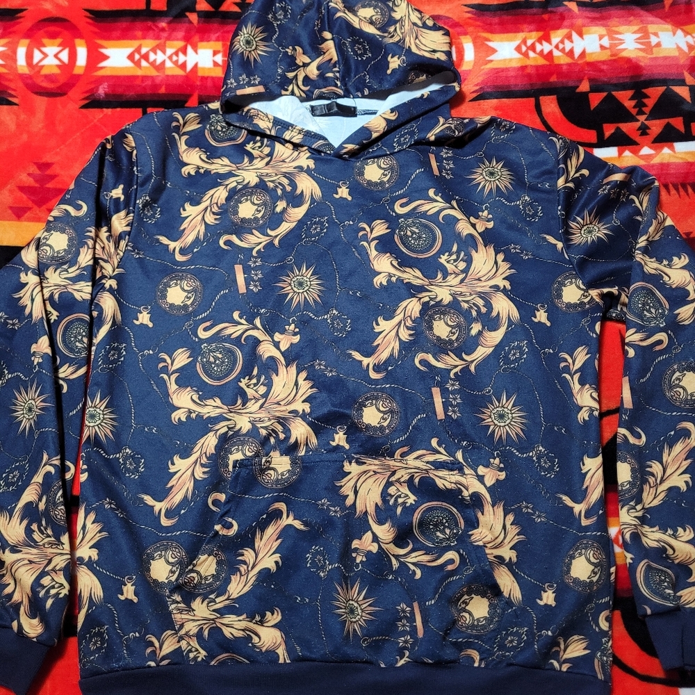ZACARD Shirt Men's Pullover Hoodie Baroque Print Men's L/XL